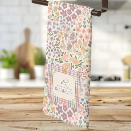 Floral Plaid Kitchen Towel –Cottagecore Dish Towel Geschirrtuch