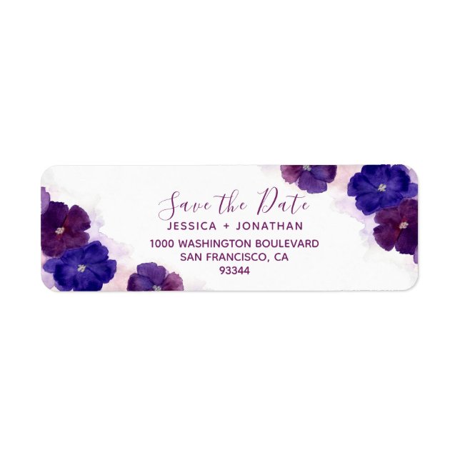 Floral Plum Lila SAVE THE DATE Hochzeit (Vorne)