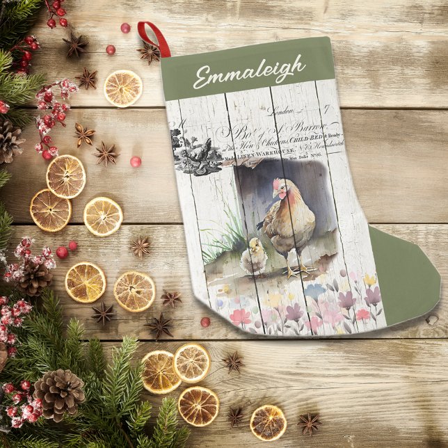 Floral Plymouth Rock Hühner Kleiner Weihnachtsstrumpf (Von Creator hochgeladen)