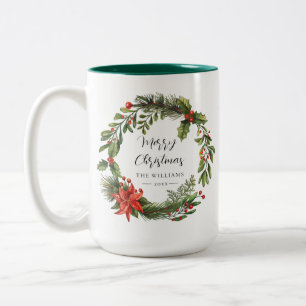 Floral Poinsettia Botanische Familie Weihnachten Zweifarbige Tasse