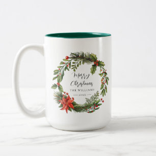 Floral Poinsettia Familie Weihnachten Zweifarbige Tasse