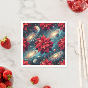 Floral Poinsettia Himmelsmuster Dekoupage Serviette