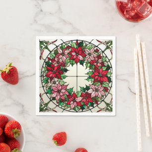 Floral Poinsettia Wreath verkettetes Glas Decoupag Serviette