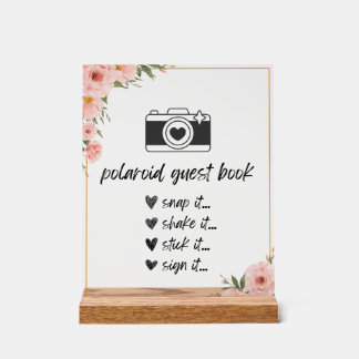 Floral Polaroid Guest Book Sign Acrylschild