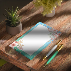 Floral Polterabend Aquamarin Gold Confetti Polka D Post-it Klebezettel