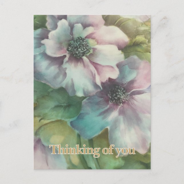 Floral Postcard Thinking Of You Postkarte (Vorderseite)