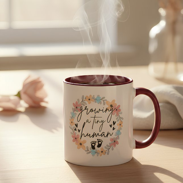 Floral Pregnancy Mug, Growing A Tiny Human Kaffeetasse (Von Creator hochgeladen)