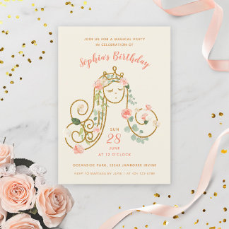 Floral Princess Birthday Foto Einladung