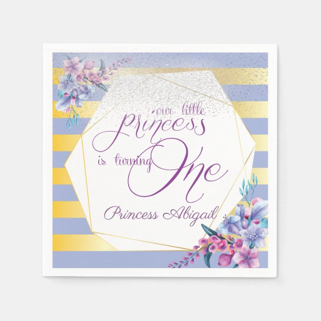 Floral Princess Birthday Serviette (Vorderseite)