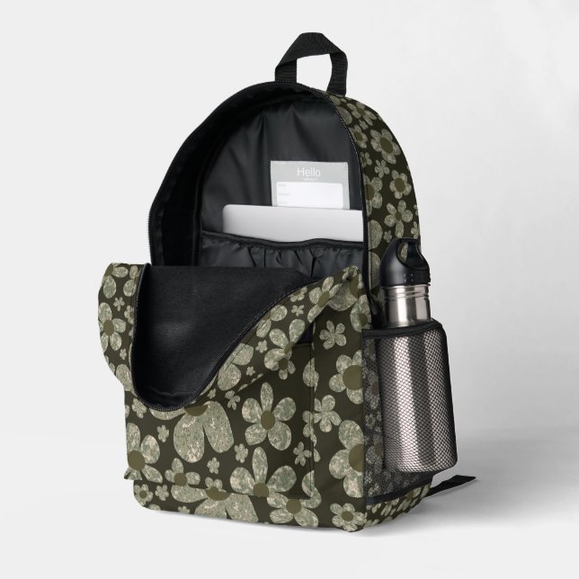 Floral Print Cut Nähen Rucksack (Rückseitige Ecke links (Offen) )