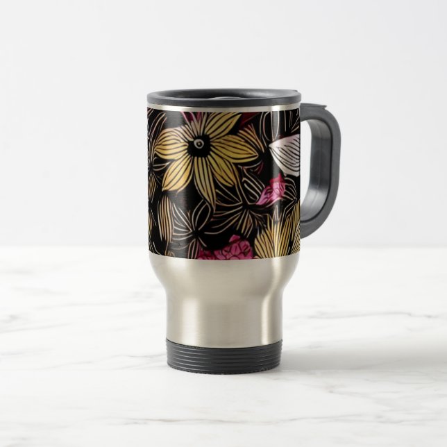 Floral Print insulted Travel Mug Reisebecher (VorderseiteRechts)