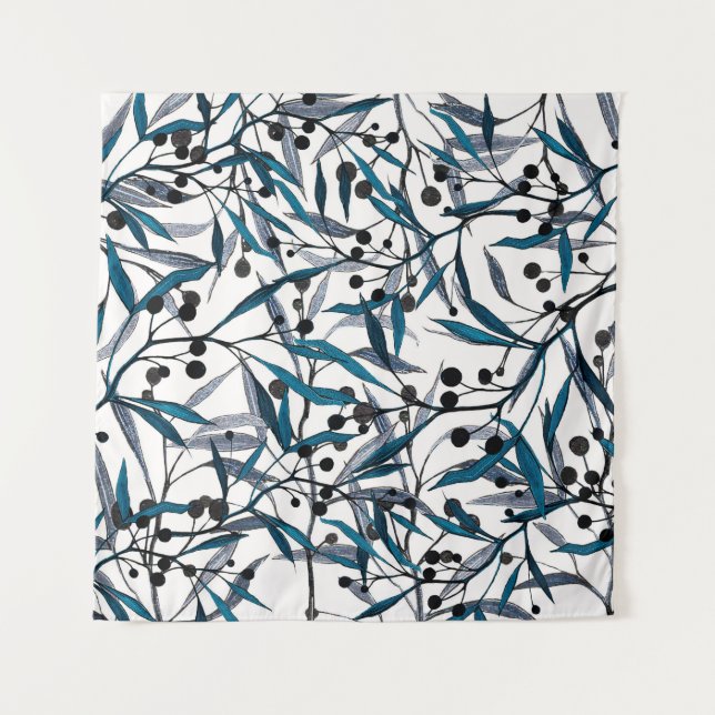 Floral print. Ornament Natural curves. Pattern Wandteppich (Vorderseite)