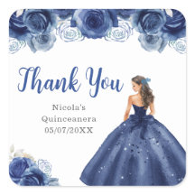 Floral Prinzessin in navyblauem Kleid Quinceanera