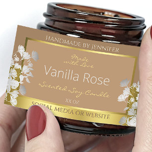Floral Product Packaging Labels Brown Gold Silver Rechteckiger Aufkleber