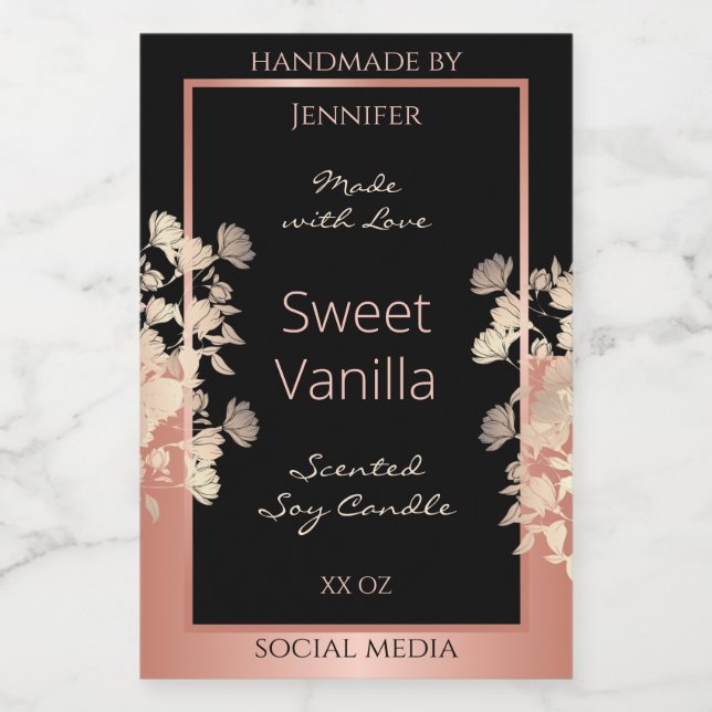 Floral Produktverpackungen Rose Gold Lebensmitteletikett (Einzelnes Label)