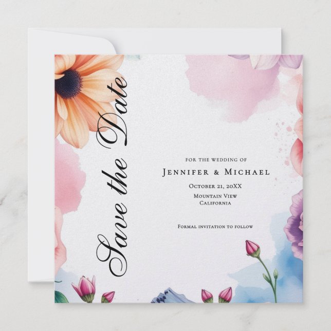Floral Professional Minimalist Modern Plain Save The Date (Vorderseite)