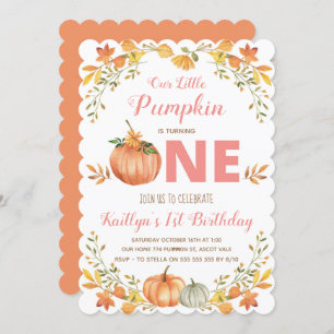 Floral Pumpkin 1. Geburtstagsfeier Party Einladung
