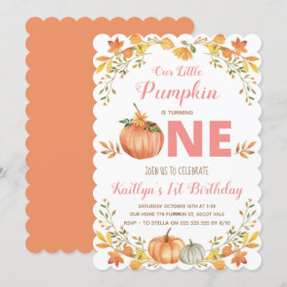 Floral Pumpkin 1. Geburtstagsfeier Party Einladung