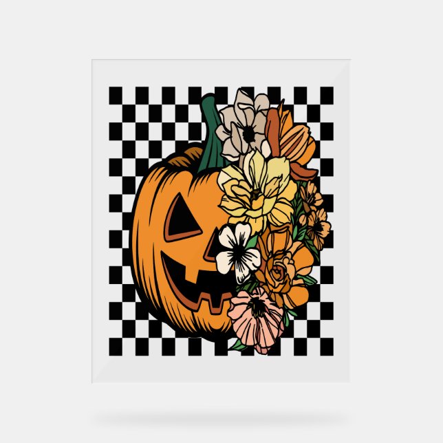 Floral Pumpkin Acrylschild (Vorderseite)