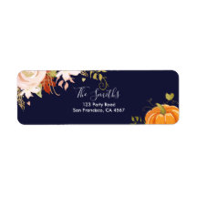 Floral Pumpkin Address Labels Herbst Neutral