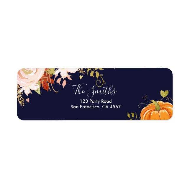 Floral Pumpkin Address Labels Herbst Neutral (Vorne)