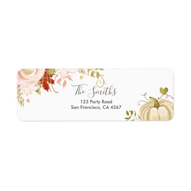 Floral Pumpkin Address Labels Herbst Neutral (Vorne)