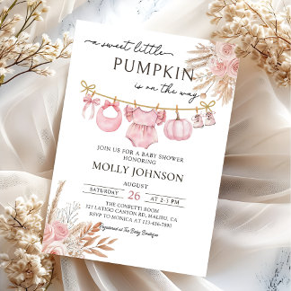 Floral Pumpkin Baby Clothesline Fall Baby Dusche Einladung