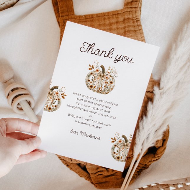 Floral Pumpkin Baby Dusche Danke Karte (Cozy in Bloom Thank You Card
)