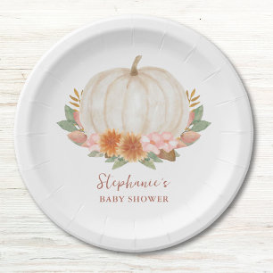 Floral Pumpkin Baby Dusche Pappteller
