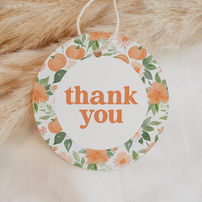 Floral Pumpkin Baby Dusche Vielen Dank Geschenkanhänger (Von Creator hochgeladen)