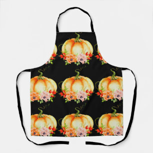 Floral Pumpkin Black Schürze