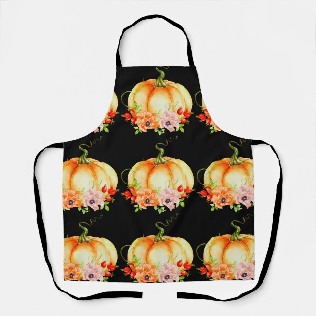 Floral Pumpkin Black Schürze (Vorderseite)