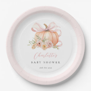 Floral Pumpkin Bow Baby Dusche Pappteller