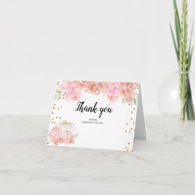 Floral Pumpkin Dankeschön Karte (Vorderseite)