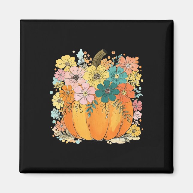 Floral Pumpkin Erntedank Gemütlicher Herbstfall Vi Magnet (Vorne)