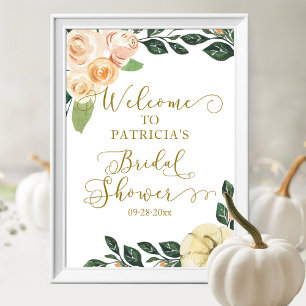 Floral Pumpkin Fall Brautparty Begrüßungszeichen Poster