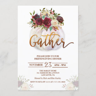 Floral Pumpkin Friendsgiving Dinner Einladung