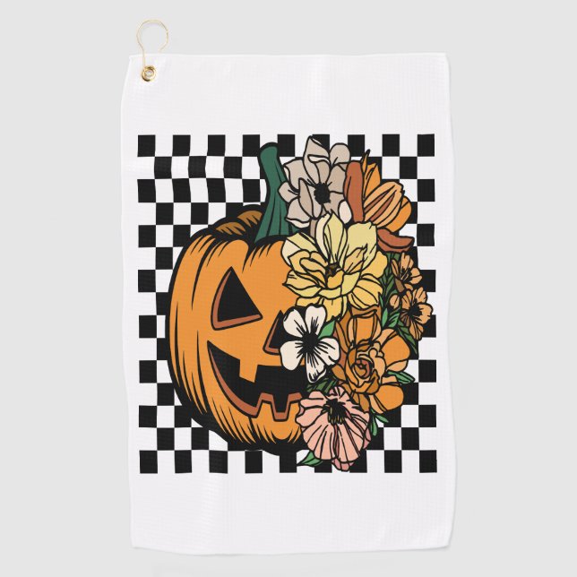Floral Pumpkin Golfhandtuch (Vorderseite)