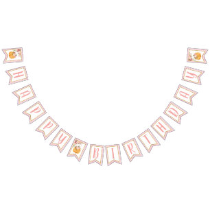 Floral Pumpkin Happy Birthday Banner - Pink Karier