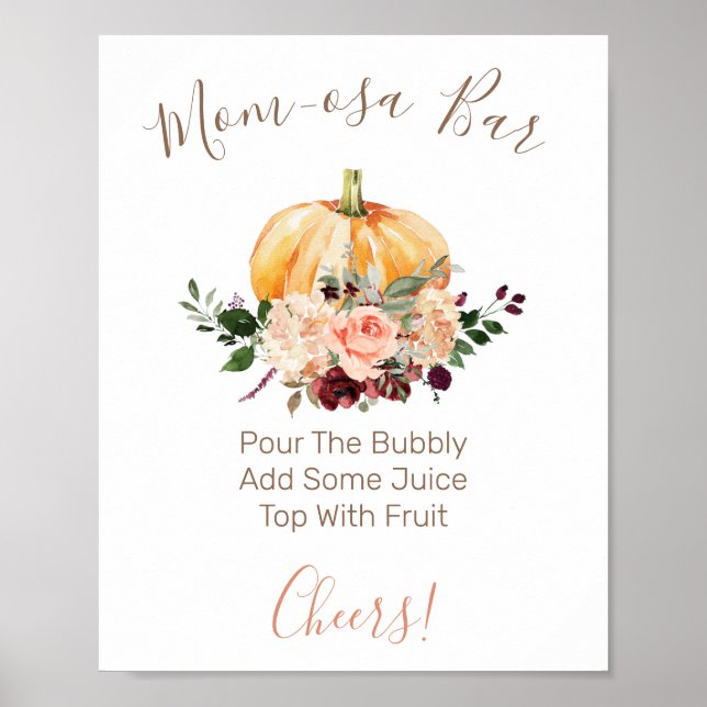 Floral Pumpkin Mama-osa Bar Baby Duschzeichen Poster (Vorne)