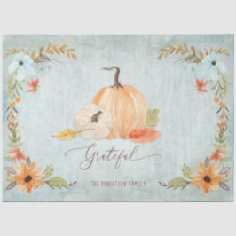 Floral Pumpkin Orange White Fall Herbst Blätter Ku Seidenpapier
