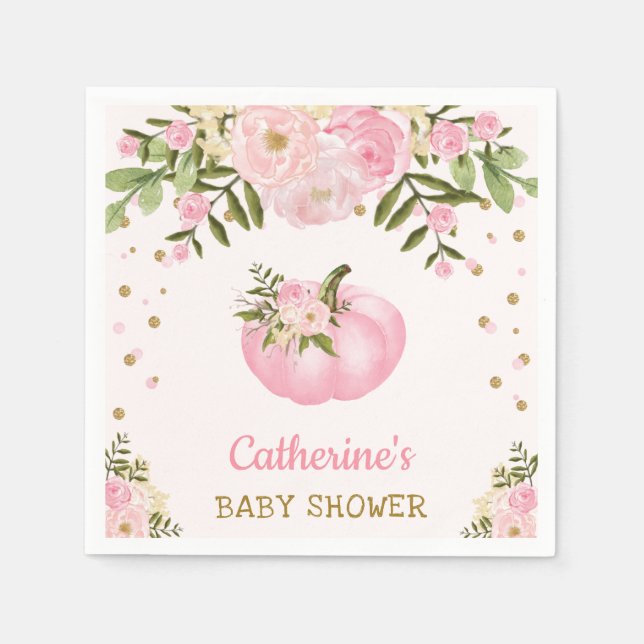 Floral Pumpkin Paper Napkin Herbst Herbst Baby Gir Serviette (Vorderseite)