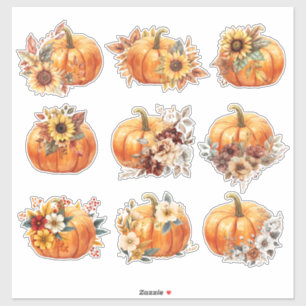 Floral Pumpkin Parade - Elegantes Herbstklecker-Se Aufkleber