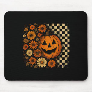 Floral Pumpkin Shirt Retro Halloween Blume Mousepad