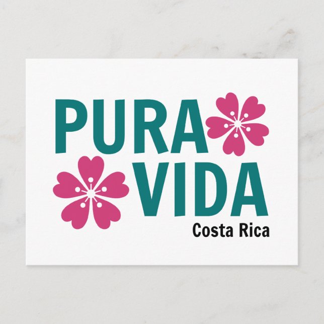 Floral Pura Vida Rosa und grünes Design Postkarte (Vorderseite)