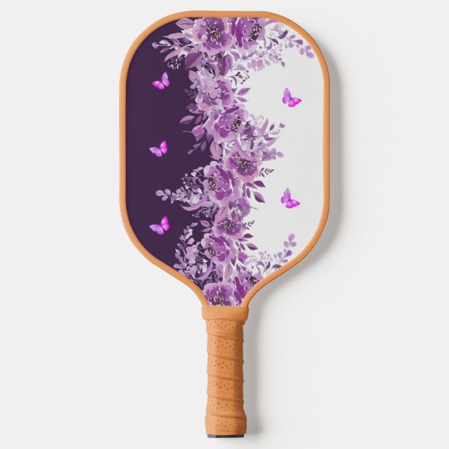 Floral Purple Butterflies Pickleball Paddle (Vorderseite)