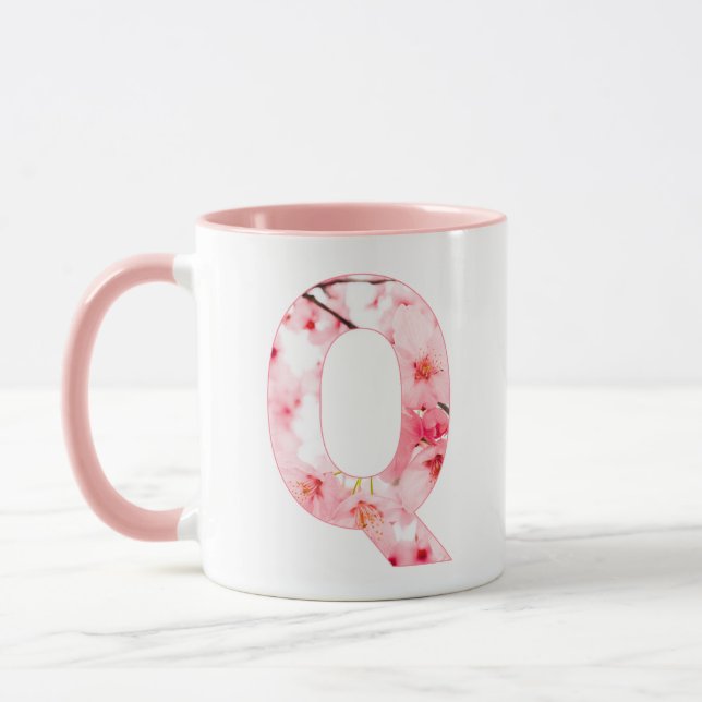 Floral Q Initial Mug | Personalized Name & Traits Tasse (Links)