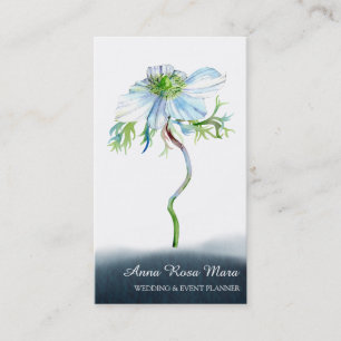 *~* Floral QR White Anemone Wedding Event Planner Visitenkarte