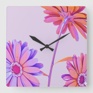 floral quadratische wanduhr
