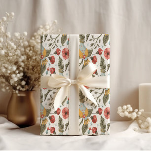 Floral Quail Bird Frühjahrsmuster Hochzeit Geschenkpapier